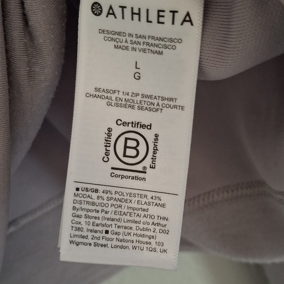Athleta Seasoft Quarter 1/4 Zip Cropped Pull.over Tensil Grey - Picture 7 of 8